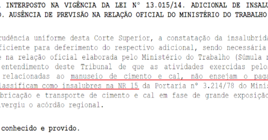 pedreiro insalubridade nao